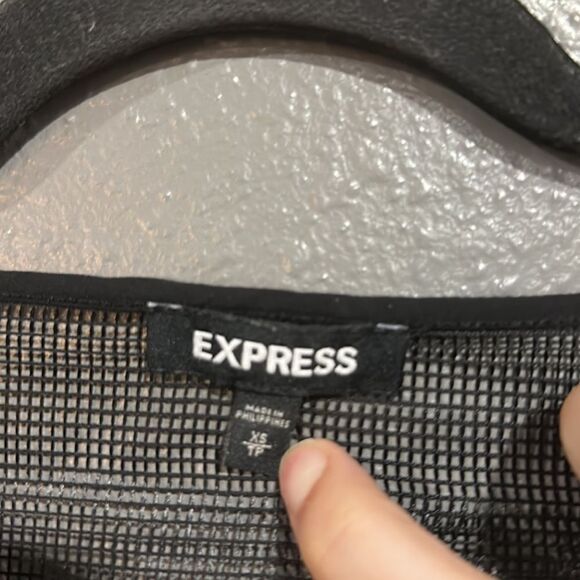 Express Black Mesh Embroidered Blouse XS - Picture 6 of 6
